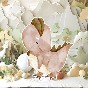 Dinosaur groot decor Knipsel, baby kind Verjaardag standee, grillige dinosaurus, schattige dino Feestdecoratie, dino afdrukbare achtergrond voor kind