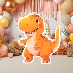 Dinosaurus groot decor knipsel, baby kind verjaardag staand, grillige dinosaurus, schattige dino feestdecoratie, dino afdrukbare achtergrond voor kind
