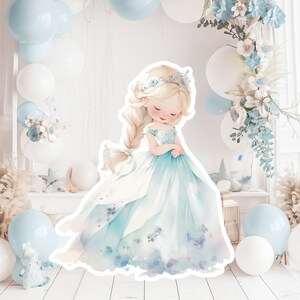 Prinses groot decor knipsel, babymeisje verjaardag standee, grillige bloemenprinses, magische betoverde prinses, afdrukbaar decor, feestrekwisieten