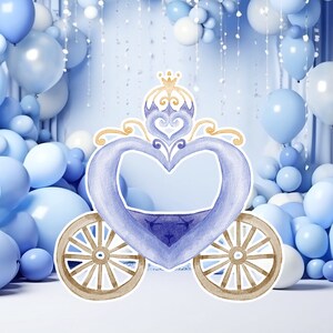 Prinses groot decor Knipsel, babymeisje Verjaardag standee, grillige Bloemenprinses, magisch Betoverd koets, afdrukbaar decoratiefeest