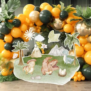 Dinosaur groot decor Knipsel, baby kind Verjaardag standee, grillige dinosaurus, schattige dino Feestdecoratie, dino afdrukbare achtergrond voor kind