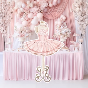 Zwaan groot decor Knipsel, ballerina Verjaardag standee, grillige Bloemenprinses, magisch Betoverd meisjesfeest, afdrukbaar decoratiefeest