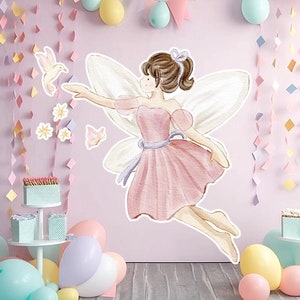 Fairy groot decor Knipsel, Fairy Verjaardag standee, grillige Floral Fairy Princess, magische Enchanted Fairy Party, afdrukbare decoratie 11