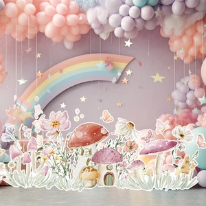 Fairy groot decor Knipsel, Fairy Verjaardag standee, grillige Floral Fairy Princess, magische Enchanted Fairy tuin, afdrukbaar decoratiefeest