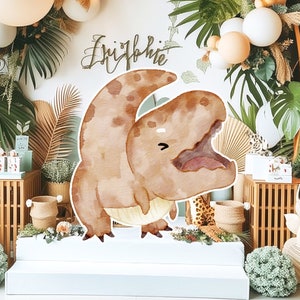 Dinosaur groot decor Knipsel, baby kind Verjaardag standee, grillige dinosaurus, schattige dino Feestdecoratie, dino afdrukbare achtergrond voor kind