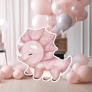 Dinosaur groot decor Knipsel, baby kind Verjaardag standee, grillige dinosaurus, schattige dino Feestdecoratie, dino afdrukbare achtergrond voor kind