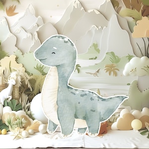Dinosaur groot decor Knipsel, baby kind Verjaardag standee, grillige dinosaurus, schattige dino Feestdecoratie, dino afdrukbare achtergrond voor kind