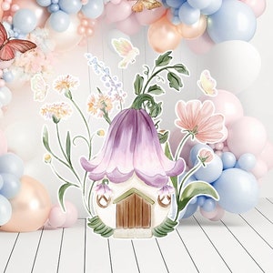 Fairy groot decor Knipsel, Fairy Verjaardag standee, grillige Floral Fairy Princess, magische Enchanted Fairy tuin, afdrukbaar decoratiefeest