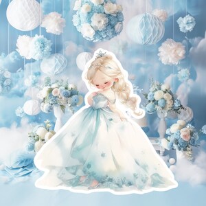 Prinses groot decor knipsel, babymeisje verjaardag standee, grillige bloemenprinses, magische betoverde prinses, afdrukbaar decor, feestrekwisieten