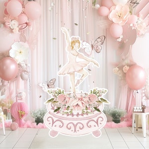 Ballerina groot decor Knipsel, ballerina Verjaardag standee, grillige Bloemenprinses, magisch Betoverd meisjesfeest, afdrukbaar decoratiefeest