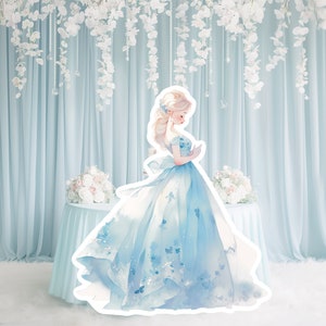 Prinses groot decor knipsel, babymeisje verjaardag standee, grillige bloemenprinses, magische betoverde prinses, afdrukbaar decor, feestrekwisieten
