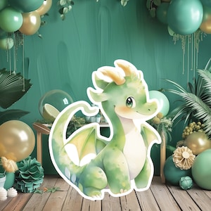 Dragon groot decor knipsel, baby jongen verjaardag standee, grillige draak, schattige partij rekwisieten decoratie, draak afdrukbare achtergrond voor kind