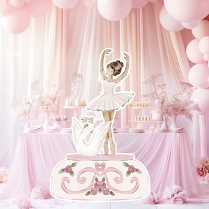 Ballerina groot decor Knipsel, ballerina Verjaardag standee, grillige Bloemenprinses, magisch Betoverd meisjesfeest, afdrukbaar decoratiefeest