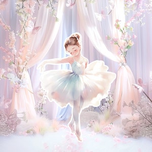 Ballerina groot decor Knipsel, ballerina Verjaardag standee, grillige Bloemenprinses, magisch Betoverd meisjesfeest, afdrukbaar decoratiefeest
