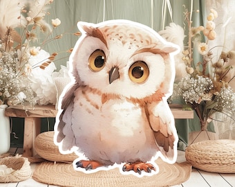 OWL baby big decor Cutout party props, cute OWL Birthday standee, WOODLAND adorable backdrop, printable big props for party decoration