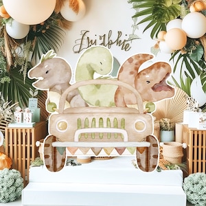 Großer Dinosaurier-Dekor-Ausschnitt, Baby-Kind-Geburtstagsaufsteller, skurriler Dinosaurier, süße Dino-Party-Dekoration, bedruckbarer Dino-Hintergrund für Kinder