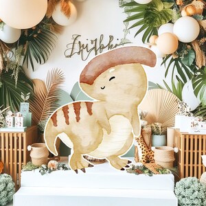 Dinosaur groot decor Knipsel, baby kind Verjaardag standee, grillige dinosaurus, schattige dino Feestdecoratie, dino afdrukbare achtergrond voor kind