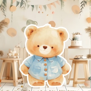 BEAR baby big decor Cutout party props, cute bear Birthday standee, WOODLAND adorable backdrop, printable big props for party decoration