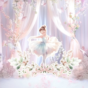 Ballerina groot decor Knipsel, ballerina Verjaardag standee, grillige Bloemenprinses, magisch Betoverd meisjesfeest, afdrukbaar decoratiefeest