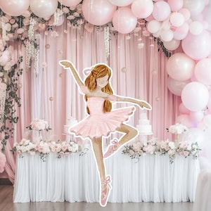 Ballerina groot decor Knipsel, ballerina Verjaardag standee, grillige Bloemenprinses, magisch Betoverd meisjesfeest, afdrukbaar decoratiefeest