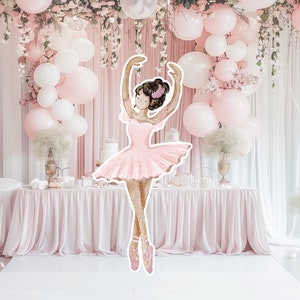 Ballerina groot decor Knipsel, ballerina Verjaardag standee, grillige Bloemenprinses, magisch Betoverd meisjesfeest, afdrukbaar decoratiefeest