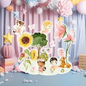 Fairy groot decor Knipsel, Fairy Verjaardag standee, grillige Floral Fairy Princess, magische Enchanted Fairy tuin, afdrukbaar decoratiefeest