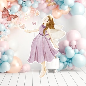 Fairy groot decor Knipsel, Fairy Verjaardag standee, grillige Floral Fairy Princess, magische Enchanted Fairy Party, afdrukbare decoratie 16