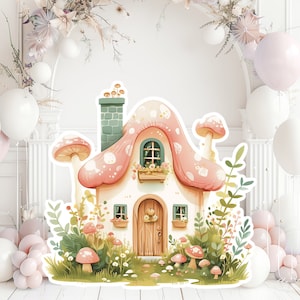 Grande décoration féerique découpée, voyageur debout d'anniversaire de fée, princesse féerique florale lunatique, accessoires magiques de fête enchantée, décoration de personnage imprimable