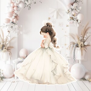 Prinses groot decor knipsel, babymeisje verjaardag standee, grillige bloemenprinses, magische betoverde prinses, afdrukbare decoratiefeest