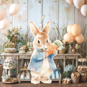 Peter Bunny groot decor knipsel, Bunny verjaardag standee, grillige Peter afdrukbaar, konijn magische betoverde partij, schattige print decoratie