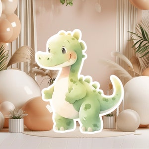 Dinosaur groot decor Knipsel, baby kind Verjaardag standee, grillige dinosaurus, schattige dino Feestdecoratie, dino afdrukbare achtergrond voor kind