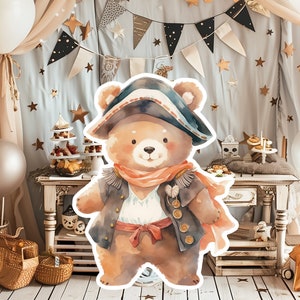Piraten baby groot decor Knipsel feestrekwisieten, schattige piraat verjaardagsstandee, piratenzee thema schattige achtergrond, afdrukbare grote rekwisieten voor feest