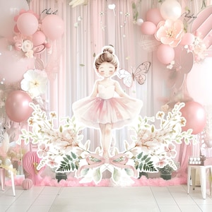 Ballerina groot decor Knipsel, ballerina Verjaardag standee, grillige Bloemenprinses, magisch Betoverd meisjesfeest, afdrukbaar decoratiefeest