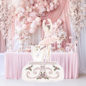 Zwaan groot decor Knipsel, ballerina Verjaardag standee, grillige Bloemenprinses, magisch Betoverd meisjesfeest, afdrukbaar decoratiefeest