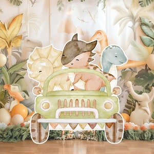 Dinosaur groot decor Knipsel, baby kind Verjaardag standee, grillige dinosaurus, schattige dino Feestdecoratie, dino afdrukbare achtergrond voor kind