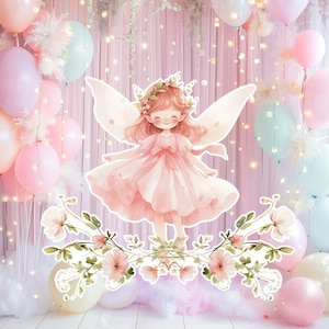Fairy groot decor knipsel, Fairy verjaardag standee, grillige Floral Fairy Princess, magische betoverde Fairy tuin, afdrukbare decoratie feest