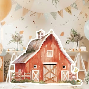Schuur baby groot decor Knipsel feestrekwisieten, schuur arm verjaardag staander, boerderij schattige achtergrond, afdrukbare grote rekwisieten voor feestdecoratie