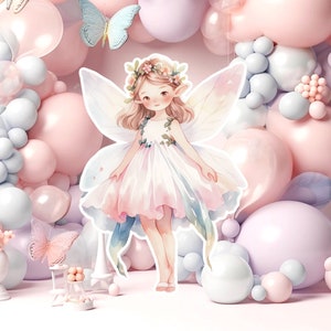 Fata grande arredamento ritaglio, fata compleanno standee, stravagante principessa fata floreale, magica festa fata incantata, decorazione stampabile 38