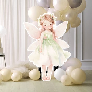 Fairy big decor Cutout, Fairy Birthday standee, whimsical Floral Fairy Princess, magical Enchanted Fairy Party, printable decoration