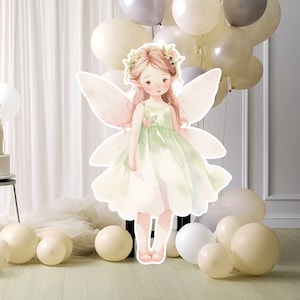 Fairy groot decor Knipsel, Fairy Verjaardag standee, grillige Floral Fairy Princess, magische Enchanted Fairy Party, afdrukbare decoratie