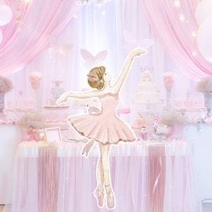 Ballerina groot decor Knipsel, ballerina Verjaardag standee, grillige Bloemenprinses, magisch Betoverd meisjesfeest, afdrukbaar decoratiefeest