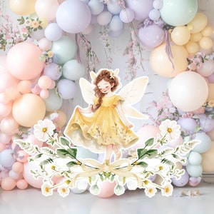 Fairy groot decor knipsel, Fairy verjaardag standee, grillige Floral Fairy Princess, magische betoverde Fairy tuin, afdrukbare decoratie feest