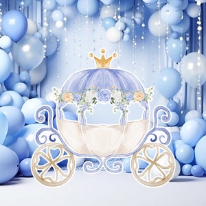 Prinses groot decor Knipsel, babymeisje Verjaardag standee, grillige Bloemenprinses, magisch Betoverd koets, afdrukbaar decoratiefeest