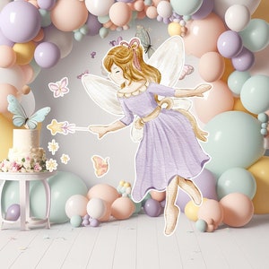 Fairy groot decor Knipsel, Fairy Verjaardag standee, grillige Floral Fairy Princess, magische Enchanted Fairy Party, afdrukbare decoratie 03