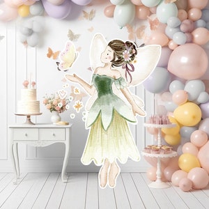 Fairy groot decor Knipsel, Fairy Verjaardag standee, grillige Floral Fairy Princess, magische Enchanted Fairy Party, afdrukbare decoratie