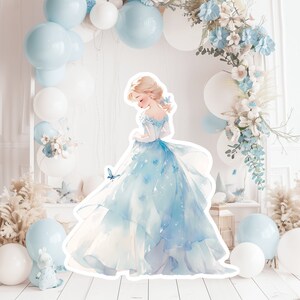 Prinses groot decor knipsel, babymeisje verjaardag standee, grillige bloemenprinses, magische betoverde prinses, afdrukbaar decor, feestrekwisieten