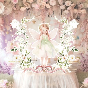 Fairy groot decor knipsel, Fairy verjaardag standee, grillige Floral Fairy Princess, magische betoverde Fairy tuin, afdrukbare decoratie feest