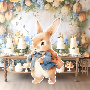 Peter Bunny groot decor knipsel, Bunny verjaardag standee, grillige Peter afdrukbaar, konijn magische betoverde partij, schattige print decoratie