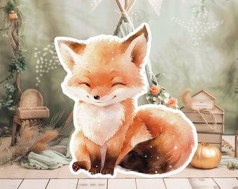 FOX baby big decor Cutout party props, cute FOX Birthday standee, WOODLAND adorable backdrop, printable big props for party decoration