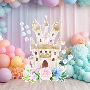 Zeemeermin groot decor knipsel, babymeisje verjaardag standee, grillige bloemenzeemeermin, magisch betoverd feest, onder het afdrukbare decor van de zee